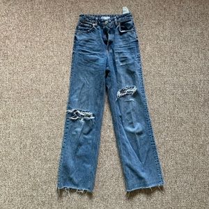 Zara Wide Leg Ripped Jeans Size 2